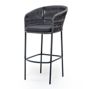 Барный стул "Бордо" из роупа (колос) серый муар. Темно-серый