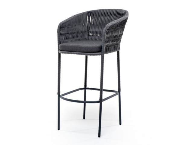 Барный стул "Бордо" из роупа (колос) серый муар. Темно-серый
