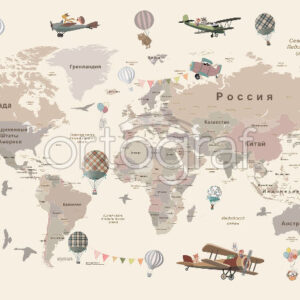 Фрески для детской #21074 Map with air transport Ортограф