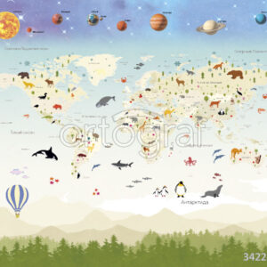 Фрески для детской #34224 Карта с планетами Ортограф